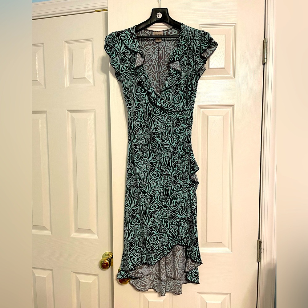 Beautiful Sexy Black & Green Paisley Pattern Dress